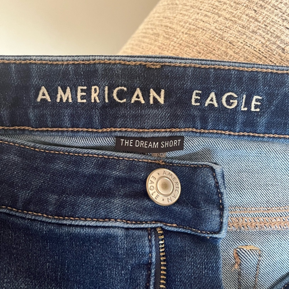 American Eagle Dream Denim Distressed Midi Short